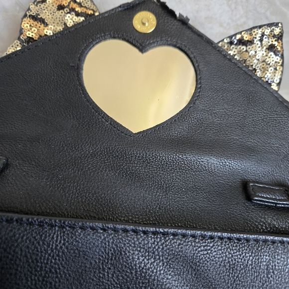Betsey Johnson Black Clutch with Gold Sequin Bow - Picture 4 of 8